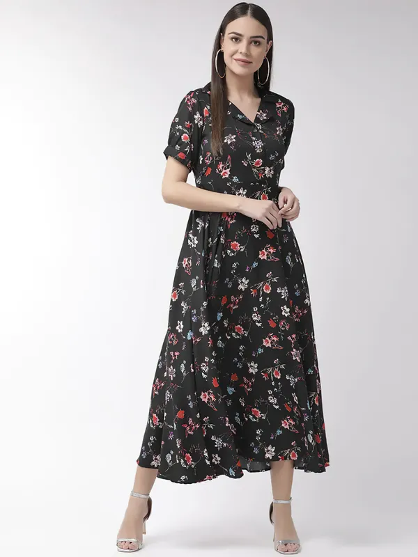 Black_&_Red_Floral_Print_Shirt_Collar,Puff_Sleeves_Maxi_Dress